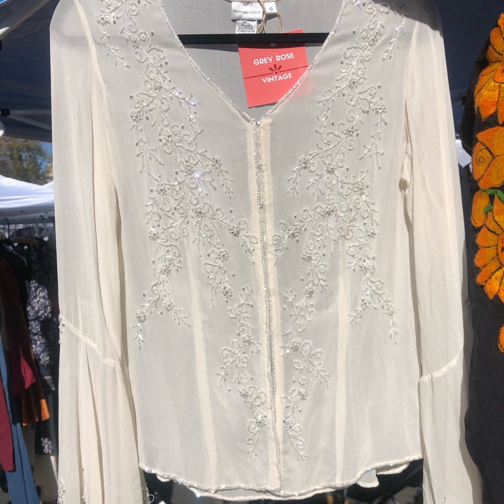 [SOLD] Beaded, Embroidery Sheer Top Women’s 1990’s